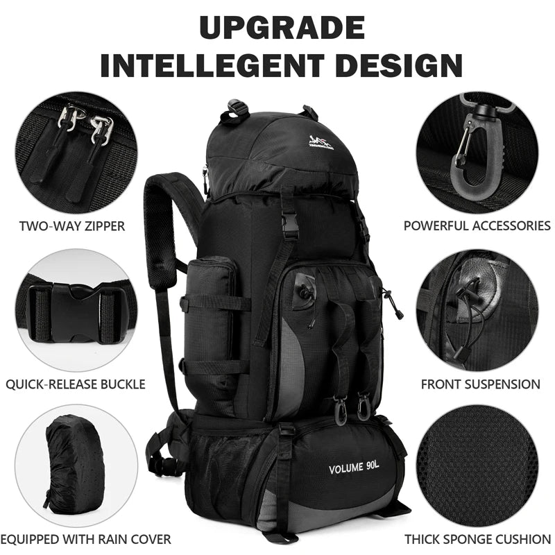 90L Waterproof Hiking Backpack – Large Capacity Trekking & Camping Rucksack for Men